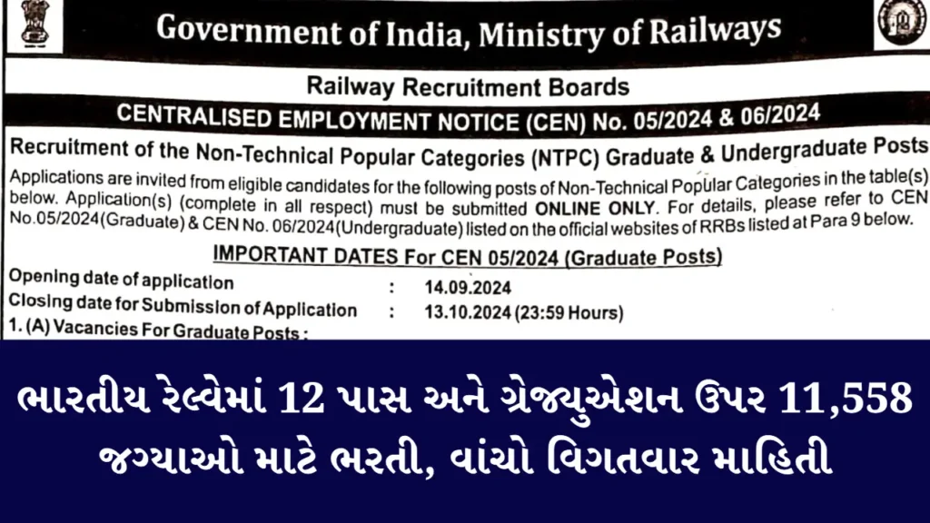 RRB NTPC Recruitment Overview 2024 - આરઆરબી એનટીપીસી ભરતી